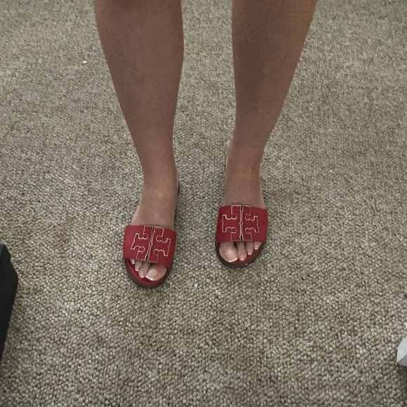 ❌SOLD ❌ Tory Burch red leather sandals/ slides size 8 US - Picture 7 of 11